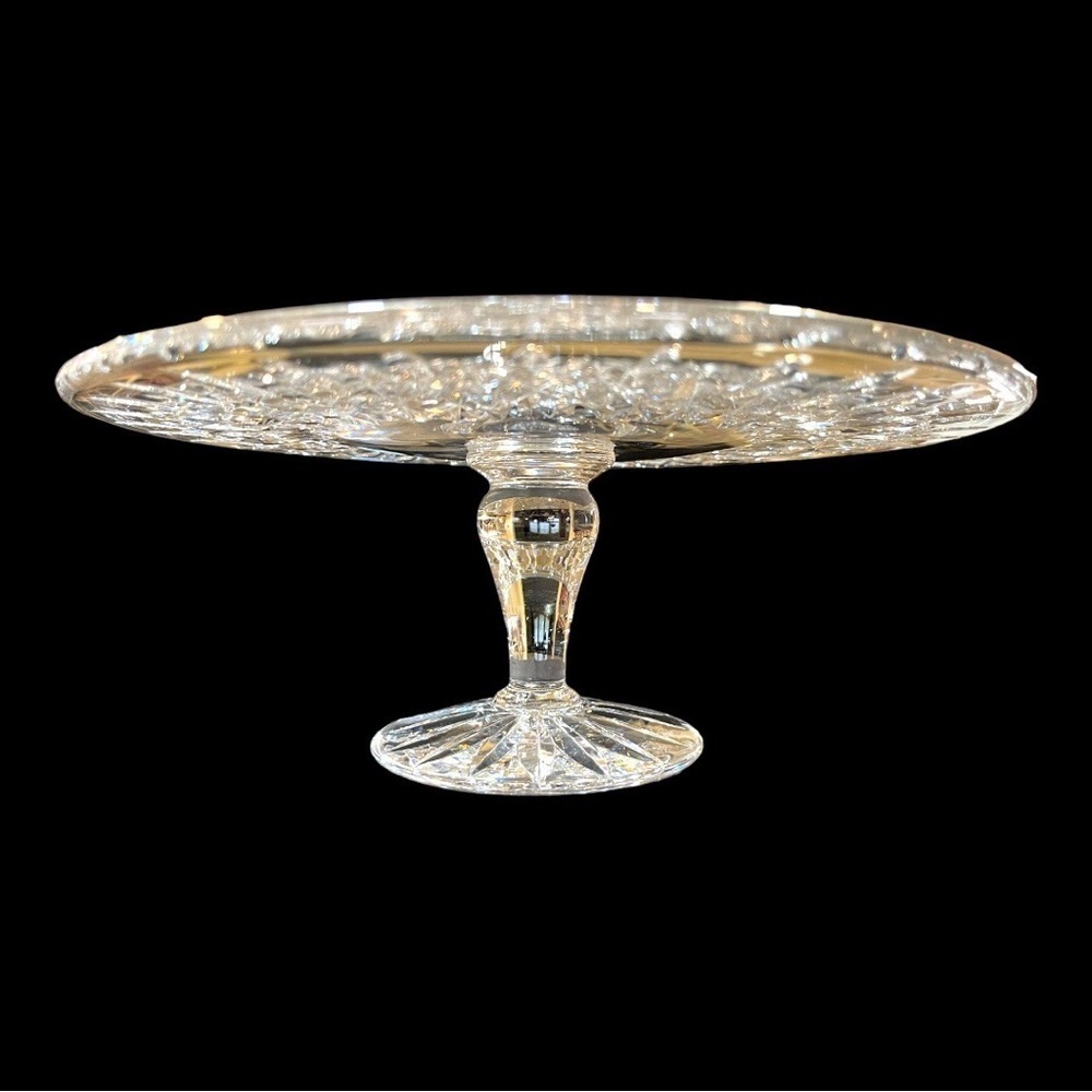 ROYAL DOULTON, 10” LEAD CRYSTAL, CAKE PLATE WITH FOOTED BASE.